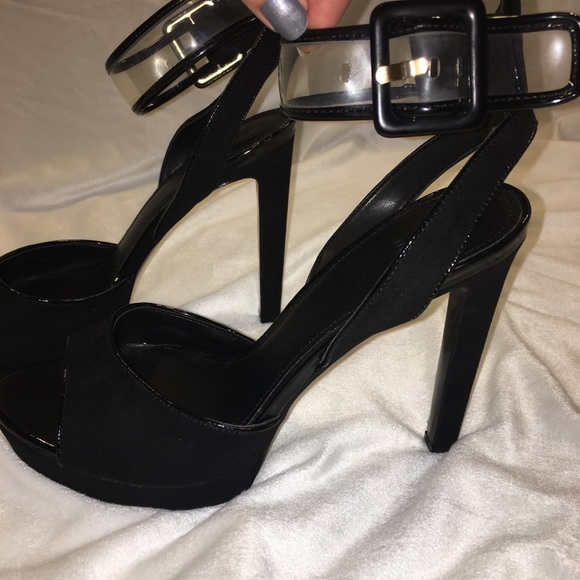 Guess NWOT Lucite Ankle Strap Platform Heels 9.5 - Picture 2 of 8